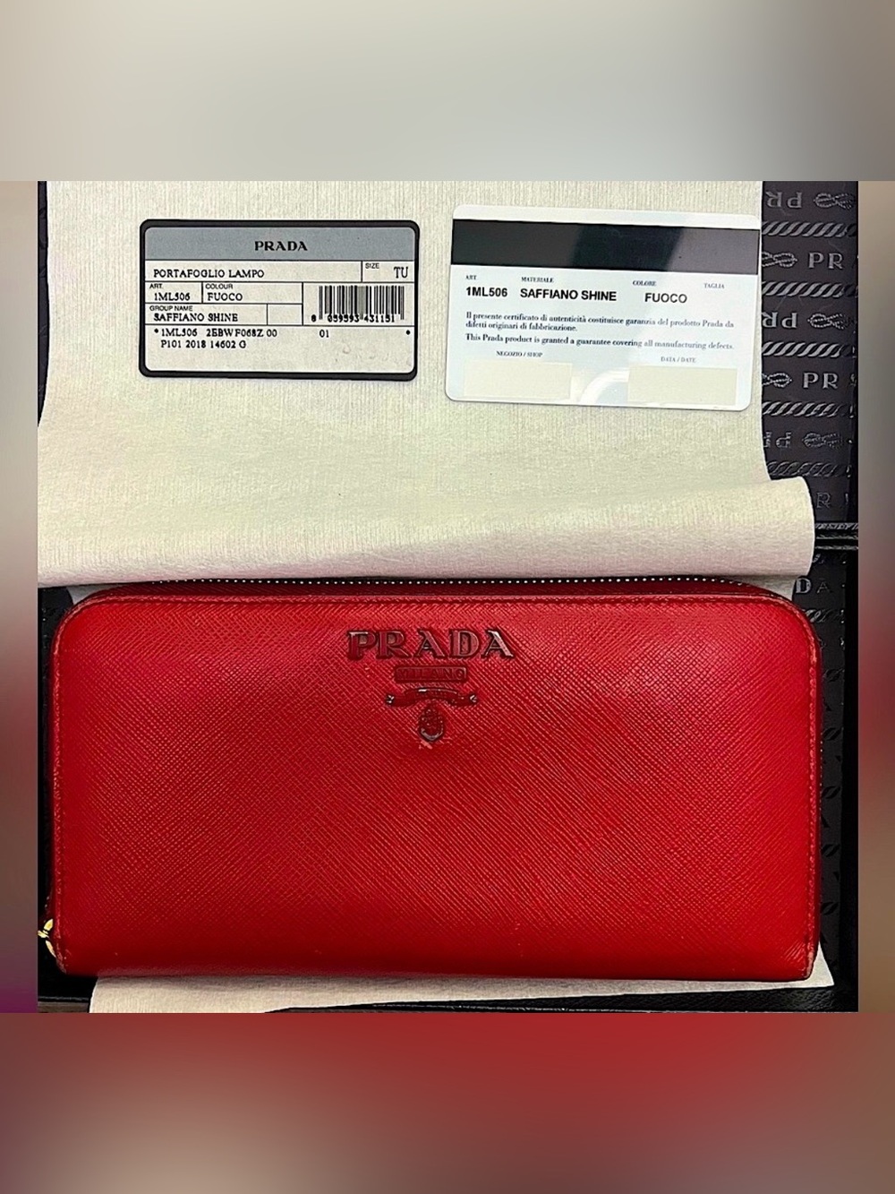 Prada Saffiano Wallet Red